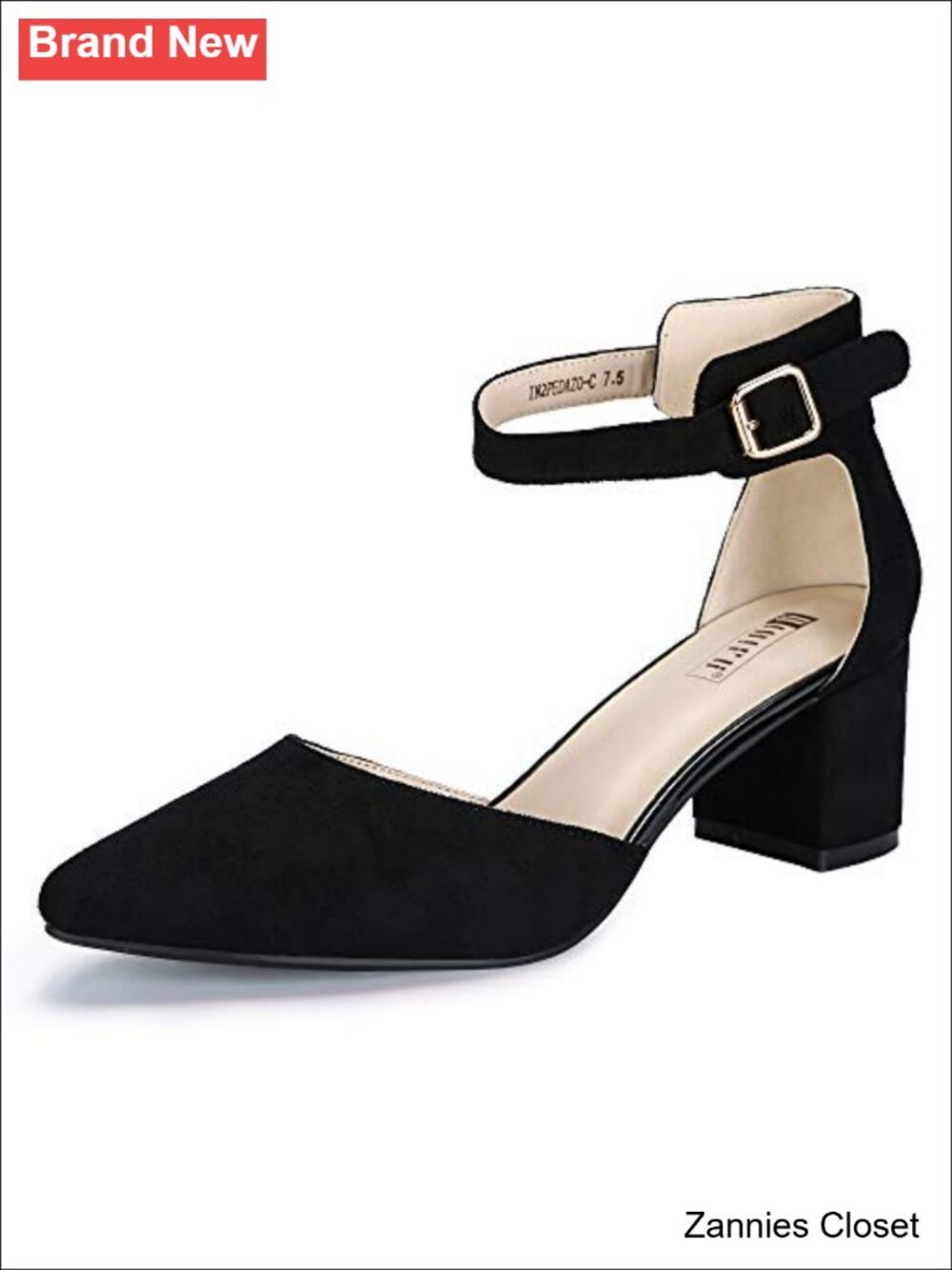✨ IDIFU Women's Low Block Heel Pointed Toe D'Orsay Ankle Strap Pumps